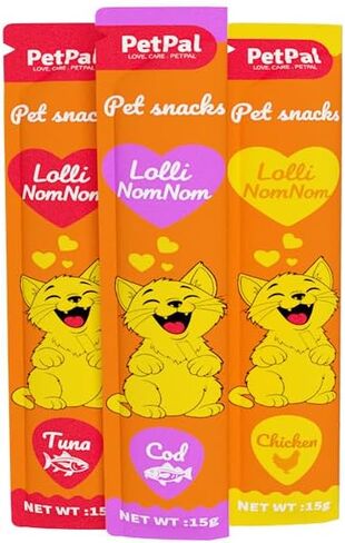 Petpal Lolli Nomnom Hydrating Cat Treats ، 30 Count ، الدجاج ، التونة وسود COD ، وجبات خفيفة ممتعة للتلعق للترطيب الصحي in Saudi Arabia