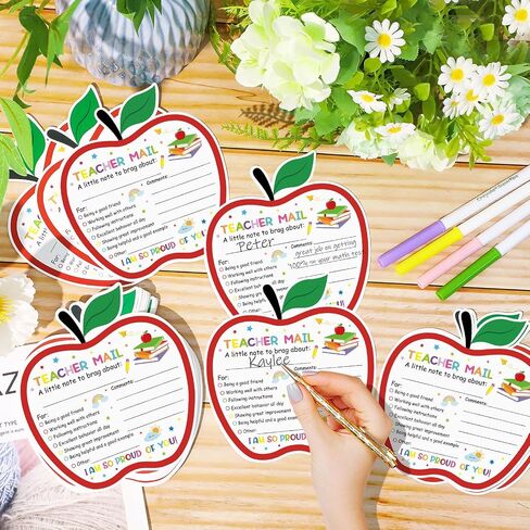 50pcs ملاحظات بريد المعلم إلى أولياء الأمور ، بريد سعيد من المعلم ، يجب أن يكون الفصل الدراسي للطلاب للطلاب في مرحلة ما قبل المدرسة لرياض الأطفال (Apple) in Kuwait