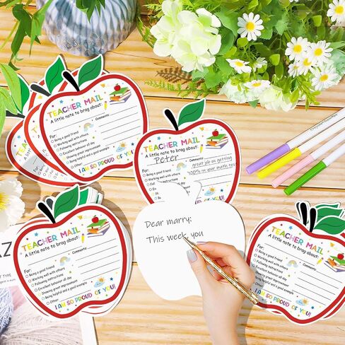 50pcs ملاحظات بريد المعلم إلى أولياء الأمور ، بريد سعيد من المعلم ، يجب أن يكون الفصل الدراسي للطلاب للطلاب في مرحلة ما قبل المدرسة لرياض الأطفال (Apple) in Kuwait