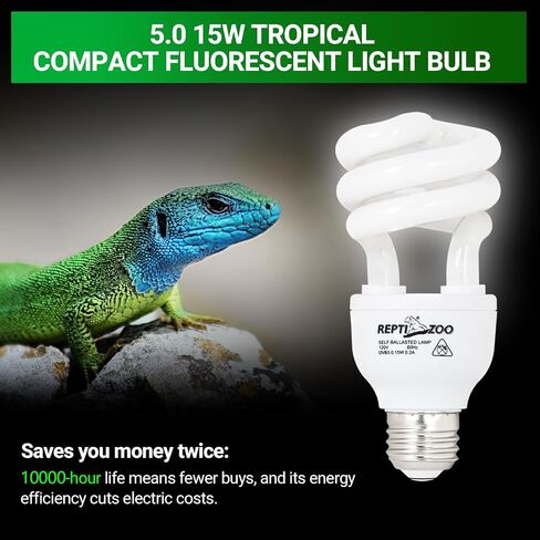 repti zoo uva uvb reptile light bulb ، 2 pack 5.0 15w lamp spact spact spact for crested gecko leopard gecko frog toad snake crameleon ، uvb bulb for tropical reptile in Saudi Arabia