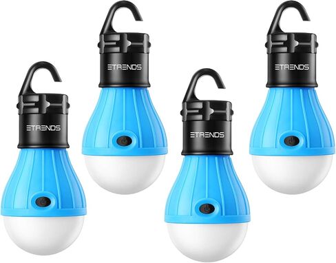Compact LED Lantern Tent Camp Light Bulb for Camping Hiking Fishing Emergency Lights, Battery Powered Portable Lamp, 4 Count, Batteries Not Included (Black) in Saudi Arabia