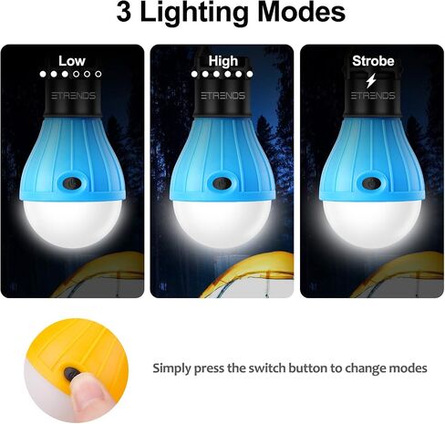 Compact LED Lantern Tent Camp Light Bulb for Camping Hiking Fishing Emergency Lights, Battery Powered Portable Lamp, 4 Count, Batteries Not Included (Black) in Saudi Arabia