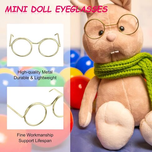 PATIKIL 1.38" Mini Doll Eyeglasses, 12 Pcs Doll Dress Up Eyeglasses Miniature Round Eyeglasses Metal Wire Rim for Crafts Pets Doll Making Supplies Accessories, 4 Colors in Saudi Arabia