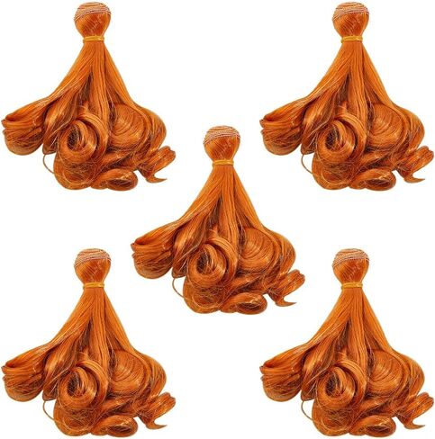 DICOSMETIC 5Pcs Doll Hair Wig 15cm Curly Short Dolls Hair High Temperature Fiber Dolls Hairs Weft Extensions Dark Brown Faux Hairs Replacement for Doll Making Kits Arts Supplies in Saudi Arabia