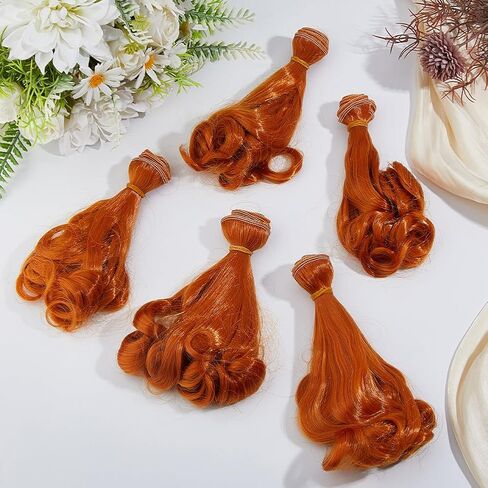 DICOSMETIC 5Pcs Doll Hair Wig 15cm Curly Short Dolls Hair High Temperature Fiber Dolls Hairs Weft Extensions Dark Brown Faux Hairs Replacement for Doll Making Kits Arts Supplies in Saudi Arabia