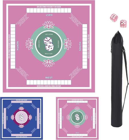 حصيرة Mahjong مع القواعد 32.4x32.4 بوصة مقاومة للماء Mahjong Table Cloth 3mm سميكة غير قابلة للانزلاق. in Kuwait