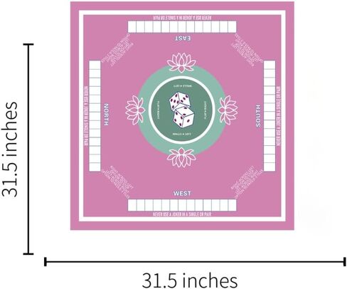 حصيرة Mahjong مع القواعد 32.4x32.4 بوصة مقاومة للماء Mahjong Table Cloth 3mm سميكة غير قابلة للانزلاق. in Kuwait