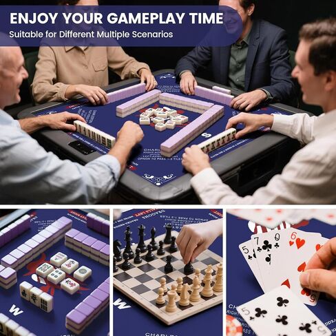 Mahjong Mat - 31.5 × 31.5 بوصة Mahjong Mat للطاولة ، حصيرة طاولة Mahjong لخفض الضوضاء للبوكر ، الدومينو ، ألعاب الطاولة وألعاب الورق (Blue Dark) in Saudi Arabia