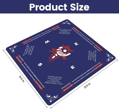 Mahjong Mat - 31.5 × 31.5 بوصة Mahjong Mat للطاولة ، حصيرة طاولة Mahjong لخفض الضوضاء للبوكر ، الدومينو ، ألعاب الطاولة وألعاب الورق (Blue Dark) in Saudi Arabia