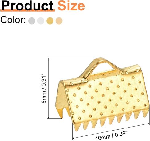 uxcell 200Pcs 30mm Ribbon Crimp Clamp Ends, Bookmark Pinch Crimp Ends, Fasteners Clasp Crimp Ends for Bracelet Necklace Jewelry Making, 4 Colors in Saudi Arabia