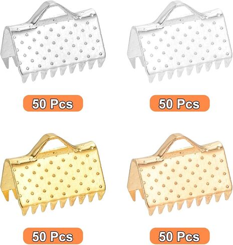 uxcell 200Pcs 30mm Ribbon Crimp Clamp Ends, Bookmark Pinch Crimp Ends, Fasteners Clasp Crimp Ends for Bracelet Necklace Jewelry Making, 4 Colors in Saudi Arabia