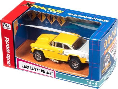 Auto World Xtraction 1955 Chevy Bel Air (أصفر/أبيض) Ho Slot Car in Saudi Arabia