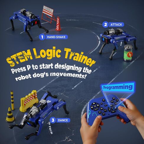 لعبة Smart Robot Dog - ألعاب STEM التفاعلية مع التحكم الصوتي والتحكم عن بعد ، و 30+ إجراءات نابضة بالحياة ، واللعب القابل للبرمجة ، ومدى 25 متر ، ودائم وآمن - أفضل هدية للأطفال 6-12 in Kuwait