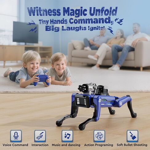 لعبة Smart Robot Dog - ألعاب STEM التفاعلية مع التحكم الصوتي والتحكم عن بعد ، و 30+ إجراءات نابضة بالحياة ، واللعب القابل للبرمجة ، ومدى 25 متر ، ودائم وآمن - أفضل هدية للأطفال 6-12 in Kuwait