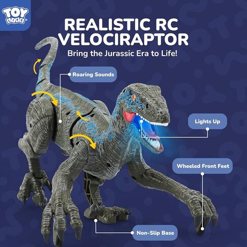 Steam Life Control Control Velociraptor Dinosaur Toy للأطفال - RC Dino واقعية مع الأصوات والأضواء وأفعال المشي - لعبة Raptor القابلة لإعادة الشحن للبنين والبنات in Kuwait