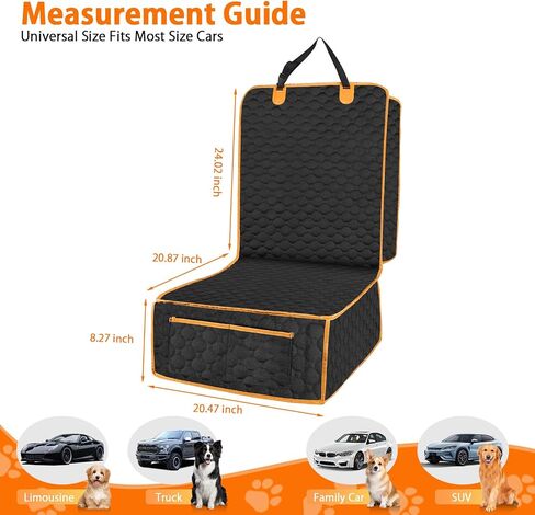 1 Pack Front Seat Car Cover, Waterproof Dog Car Seat Cover, Non-Slip & Scratch-Proof, Pet Car Seat Protector with Side Flaps and Storage Pocket, Car Seat Cover for Most Cars, Trucks and SUVs in Kuwait