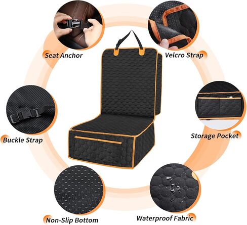1 Pack Front Seat Car Cover, Waterproof Dog Car Seat Cover, Non-Slip & Scratch-Proof, Pet Car Seat Protector with Side Flaps and Storage Pocket, Car Seat Cover for Most Cars, Trucks and SUVs in Kuwait