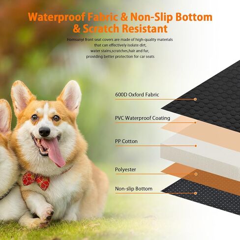 1 Pack Front Seat Car Cover, Waterproof Dog Car Seat Cover, Non-Slip & Scratch-Proof, Pet Car Seat Protector with Side Flaps and Storage Pocket, Car Seat Cover for Most Cars, Trucks and SUVs in Kuwait