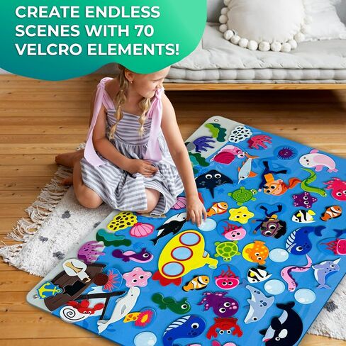 لوحة Quokka Ocean Felt Board للأطفال الصغار - 70 PCS قصة لوحية مزدوجة ذات سميك مع لوحات أنشطة جدار متينة كبيرة البالغة 41 × 30 بوصة - مثالية لرواية القصص أنشطة الأطفال الداخلية والفصول الدراسية in Saudi Arabia