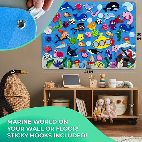 لوحة Quokka Ocean Felt Board للأطفال الصغار - 70 PCS قصة لوحية مزدوجة ذات سميك مع لوحات أنشطة جدار متينة كبيرة البالغة 41 × 30 بوصة - مثالية لرواية القصص أنشطة الأطفال الداخلية والفصول الدراسية in Saudi Arabia