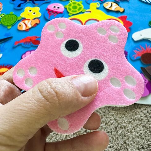 لوحة Quokka Ocean Felt Board للأطفال الصغار - 70 PCS قصة لوحية مزدوجة ذات سميك مع لوحات أنشطة جدار متينة كبيرة البالغة 41 × 30 بوصة - مثالية لرواية القصص أنشطة الأطفال الداخلية والفصول الدراسية in Saudi Arabia