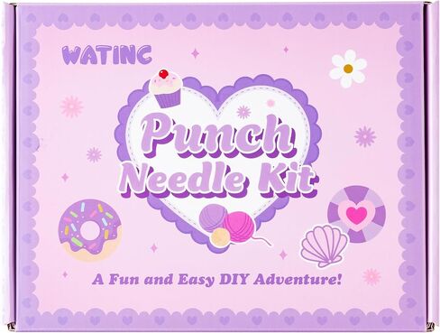 مجموعات Watinc Punch Needle Coaster - 23pcs Supply Art Work Decor Craft Supply للمبتدئين ، مجموعة DIY من 6 منصات معنقدة معنقدة مع أدوات خيوط لاصقة تعليمات مخصصة (أرجوانية) in Saudi Arabia