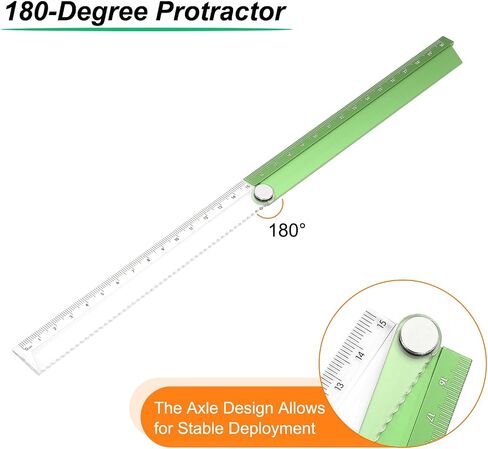HARFINGTON 3pcs Folding Straight Ruler 30cm Metric Aluminum Alloy Protractor Foldable Angle Ruler Geometric Measuring Tool for Architects Artists Office, Gold Tone in Saudi Arabia