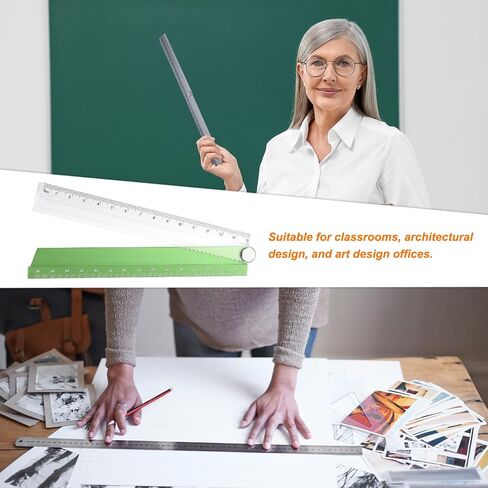 HARFINGTON 3pcs Folding Straight Ruler 30cm Metric Aluminum Alloy Protractor Foldable Angle Ruler Geometric Measuring Tool for Architects Artists Office, Gold Tone in Saudi Arabia