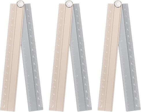 Harfington 3pcs قابلة للطي على التوالي مسطرة مستقيمة 30 سم متري من الألومنيوم سبيكة المنقلة الزاوية قابلة للطي أداة قياس هندسية مع خط زاوية لفنانين المهندسين المعماريين ، نغمة الذهب الأسود in Saudi Arabia