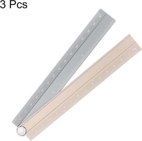 Harfington 3pcs قابلة للطي على التوالي مسطرة مستقيمة 30 سم متري من الألومنيوم سبيكة المنقلة الزاوية قابلة للطي أداة قياس هندسية مع خط زاوية لفنانين المهندسين المعماريين ، نغمة الذهب الأسود in Saudi Arabia