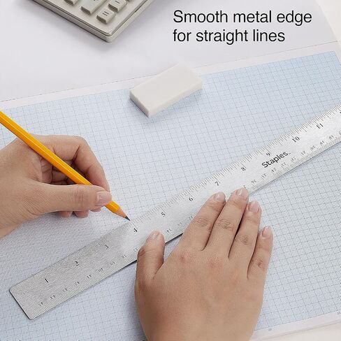 Staples 2772901 Stainless Steel Ruler with Non Slip Cork Base 18-Inch (51899) in Saudi Arabia