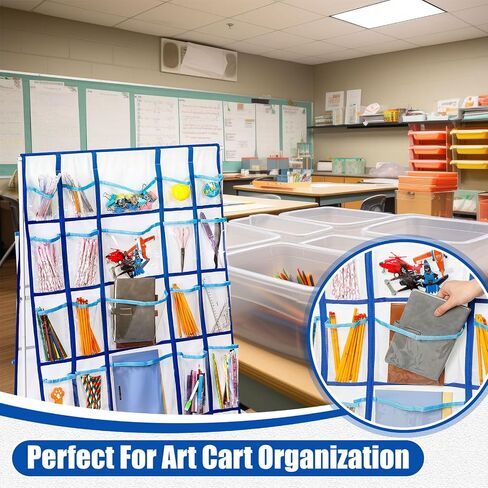 عربة Leinuosen Craft Rolling مع عجلات 3.3 قدم 40 جيوب تخزين محمولة منظم العربة الفنية المنقولة مع عجلات لفنون ومكتب منزلي في الفصل الدراسي in Saudi Arabia