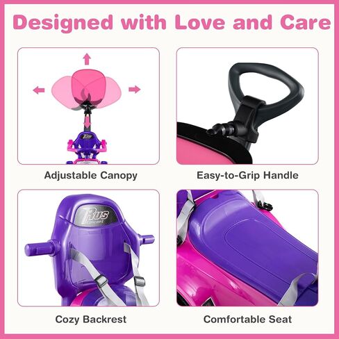 Costzon Push Car للأطفال الصغار ، 3 من كل واحد من عربة المشي المنزلق مع مقبض ، مظلة ، حزام الأمان ، القرن ، الموسيقى والأضواء ، تخزين المقعد ، الدرابزين ، ركوب من القدم إلى الطابق على لعبة Boys Girls (Red) in Saudi Arabia