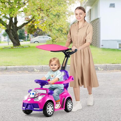 Costzon Push Car للأطفال الصغار ، 3 من كل واحد من عربة المشي المنزلق مع مقبض ، مظلة ، حزام الأمان ، القرن ، الموسيقى والأضواء ، تخزين المقعد ، الدرابزين ، ركوب من القدم إلى الطابق على لعبة Boys Girls (Red) in Saudi Arabia