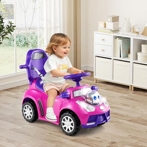 Costzon Push Car للأطفال الصغار ، 3 من كل واحد من عربة المشي المنزلق مع مقبض ، مظلة ، حزام الأمان ، القرن ، الموسيقى والأضواء ، تخزين المقعد ، الدرابزين ، ركوب من القدم إلى الطابق على لعبة Boys Girls (Red) in Saudi Arabia