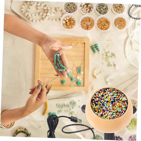 GADPIPARTY 1SET DIY Beading Bowl مع إبر منحنية محمولة الدوار للخرز الكهربائي للخرز السريع USB مدعوم من مشاريع المجوهرات وعشاق DIY in Saudi Arabia