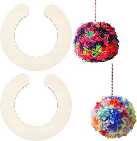 Benecreat 2pcs Wooden Pompom Maker Fluff Ball Weaver ، قالب صانع كرة الصوف نصف الدائرة ، 9.8 × 9.4 بوصة in Saudi Arabia