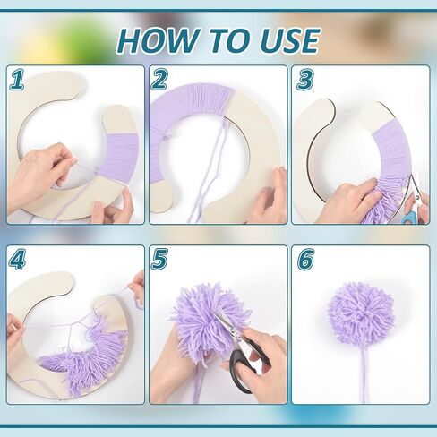 Benecreat 2pcs Wooden Pompom Maker Fluff Ball Weaver ، قالب صانع كرة الصوف نصف الدائرة ، 9.8 × 9.4 بوصة in Saudi Arabia