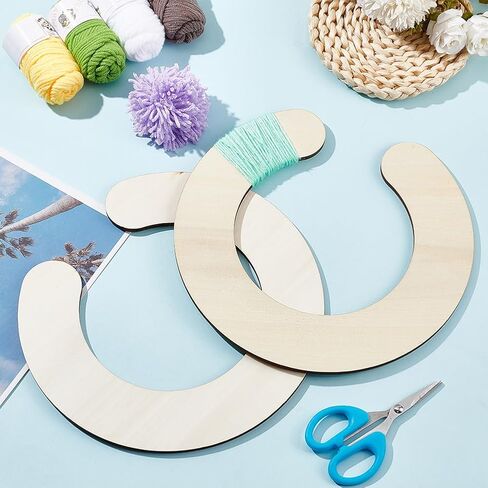 Benecreat 2pcs Wooden Pompom Maker Fluff Ball Weaver ، قالب صانع كرة الصوف نصف الدائرة ، 9.8 × 9.4 بوصة in Saudi Arabia