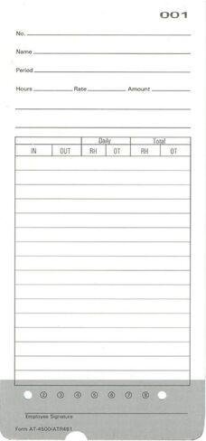 (100) Allied AT-4500 Time Cards Also Fits Acroprint ATR480 ATR481, 2-Packs of 50ea, Compatible by COMPUMATIC in Saudi Arabia