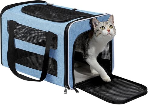 Cat Carrier Soft-Sided 18x11x11 Inch Travel Bag for Medium Cats Over 15lbs, Small Dog Carrier Crate Top Entry Breathable Mesh Puppy 12 Pounds, Pet Rabbit Carrying Cage Kennel Collapsible Pink in Saudi Arabia
