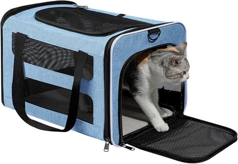 Cat Carrier Soft-Sided 18x11x11 Inch Travel Bag for Medium Cats Over 15lbs, Small Dog Carrier Crate Top Entry Breathable Mesh Puppy 12 Pounds, Pet Rabbit Carrying Cage Kennel Collapsible Pink in Saudi Arabia