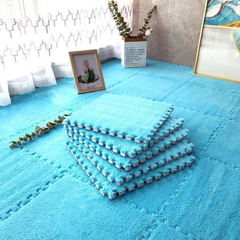 12pcs 0.6in Thick Interlocking Carpet Squares Puzzle Mat EVA Foam Area Tiled Rug for Baby Play Soft Mats (Gray, 11.8in) in Saudi Arabia