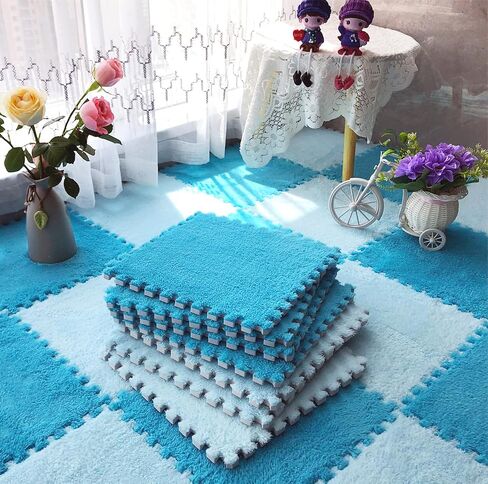 12pcs 0.6in Thick Interlocking Carpet Squares Puzzle Mat EVA Foam Area Tiled Rug for Baby Play Soft Mats (Gray, 11.8in) in Saudi Arabia