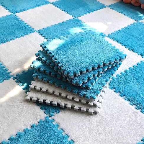 12pcs 0.6in Thick Interlocking Carpet Squares Puzzle Mat EVA Foam Area Tiled Rug for Baby Play Soft Mats (Gray, 11.8in) in Saudi Arabia