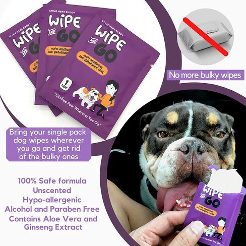 Dog Wipes - Individually Packaged - Hypoallergenic and Fragrance Free - Dog & Cat Face Paw & Butt Cleaner in Saudi Arabia
