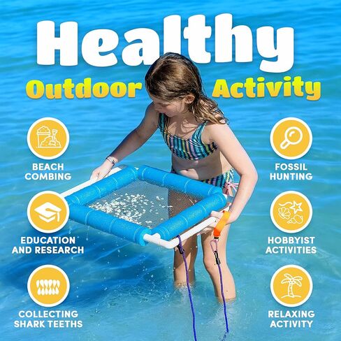 RELODECOR BEATHCOMBING SHARK TOUN SIFTER - SIFTER رمل خفيف الوزن لأسنان القرش والصيد الأحفوري ، متين مع قبضة مريحة وحزام معصم in Kuwait