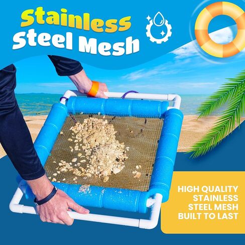 RELODECOR BEATHCOMBING SHARK TOUN SIFTER - SIFTER رمل خفيف الوزن لأسنان القرش والصيد الأحفوري ، متين مع قبضة مريحة وحزام معصم in Kuwait