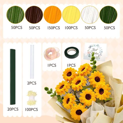 Pipe Cleaners Craft, 450Pcs Pink Tulip Pipe Cleaner Bulk Flower Kit Chenille Stems for DIY Pink Lily Rose Bouquet Making Multi-Color Thick Fluffy in Saudi Arabia