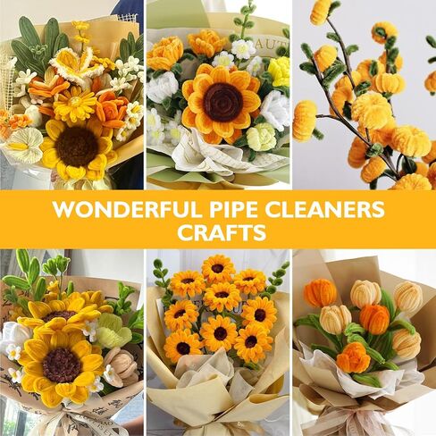 Pipe Cleaners Craft, 450Pcs Pink Tulip Pipe Cleaner Bulk Flower Kit Chenille Stems for DIY Pink Lily Rose Bouquet Making Multi-Color Thick Fluffy in Saudi Arabia